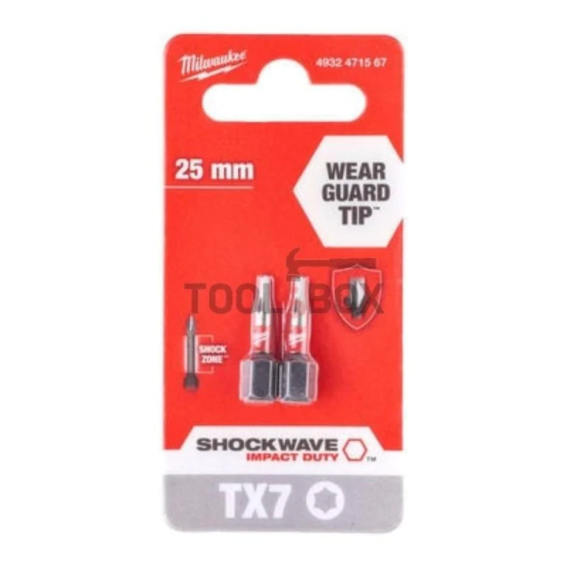 Impact bits Milwaukee SHOCKWAVE TM IMPACT DUTY, TX7, 25mm, 2pcs.