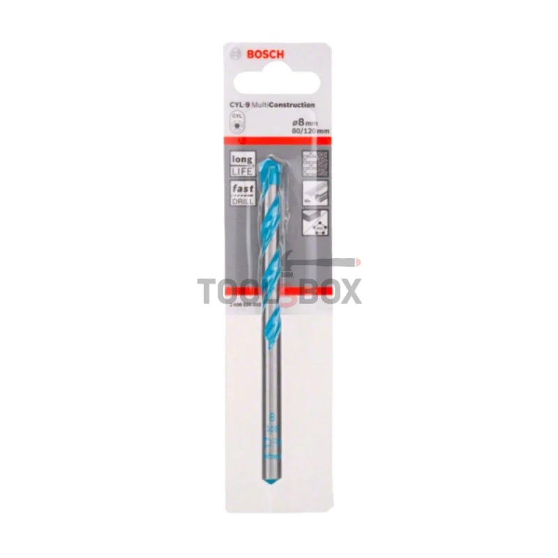 Universal drill BOSCH CYL-9 Multi Construction, 8x80x120mm