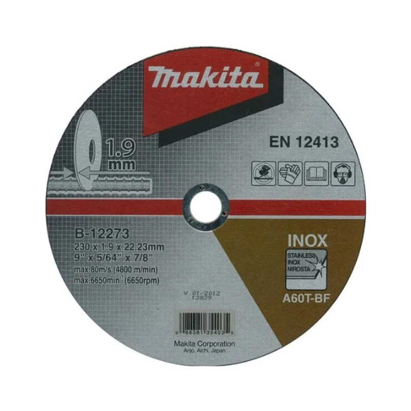 Makita carbide blade B-12273 for stainless steel A60T-BF, 230x1.9x22.23mm