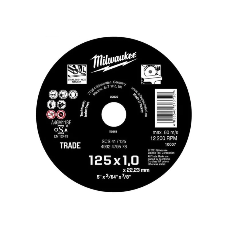 Milwaukee metal cutting disc 4932479578 Inox, ø125x1.0x22.23mm