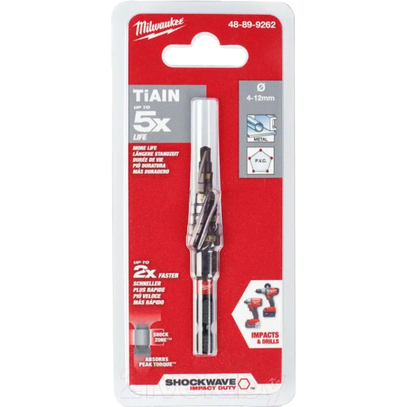 Milwaukee stepped metal drill bit 48899262, 4-12mm