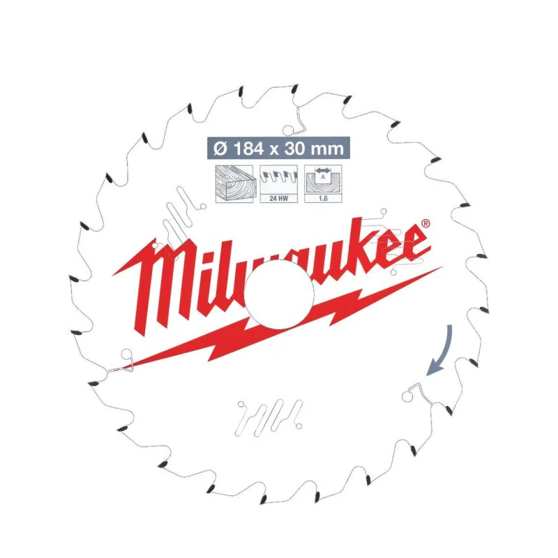 Milwaukee wood saw blade 4932471297, 184x30mm, 24 teeth