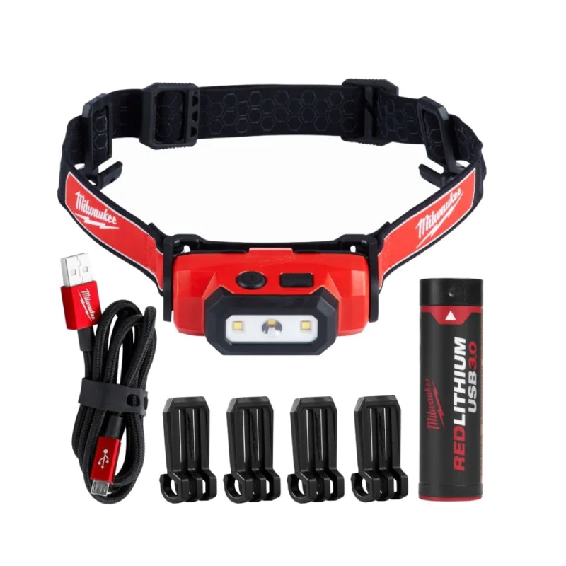 Milwaukee L4 HL-301 cordless headlamp with battery and USB cable 4V, 475lm