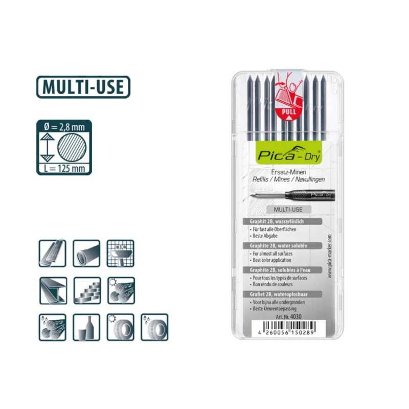 PICA replacement graphite black for graphite pencil 10pcs. / pack