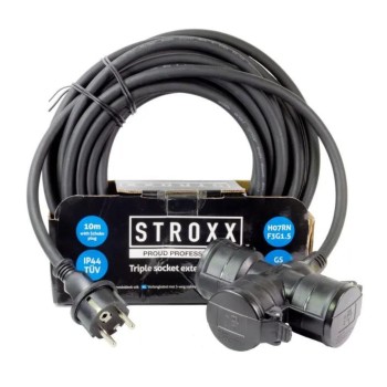 Удължител 10 метра с троен куплунг - H07RNF 3G1.5, IP44 STROXX