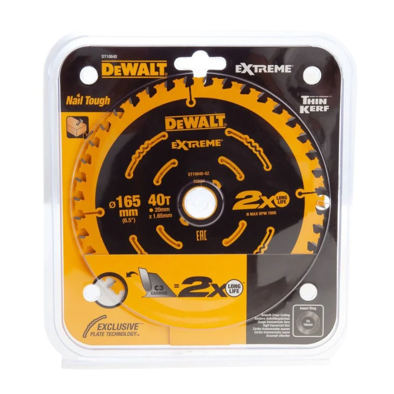 Saw blade 165mm x 20mm x 40T DeWalt DT10640-QZ Extreme