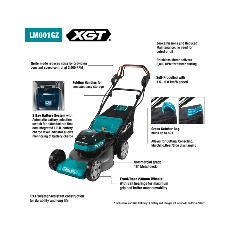 Cordless lawn mower MAKITA LM001GZ - 480 mm, 40V + GIFT from Makita Bulgaria - Battery XGT BL4040F