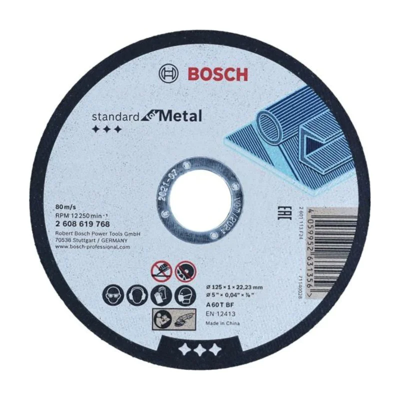 Metal disc 125 mm, 22,23 mm, 1,0 mm, Bosch Standart , A 60 T BF