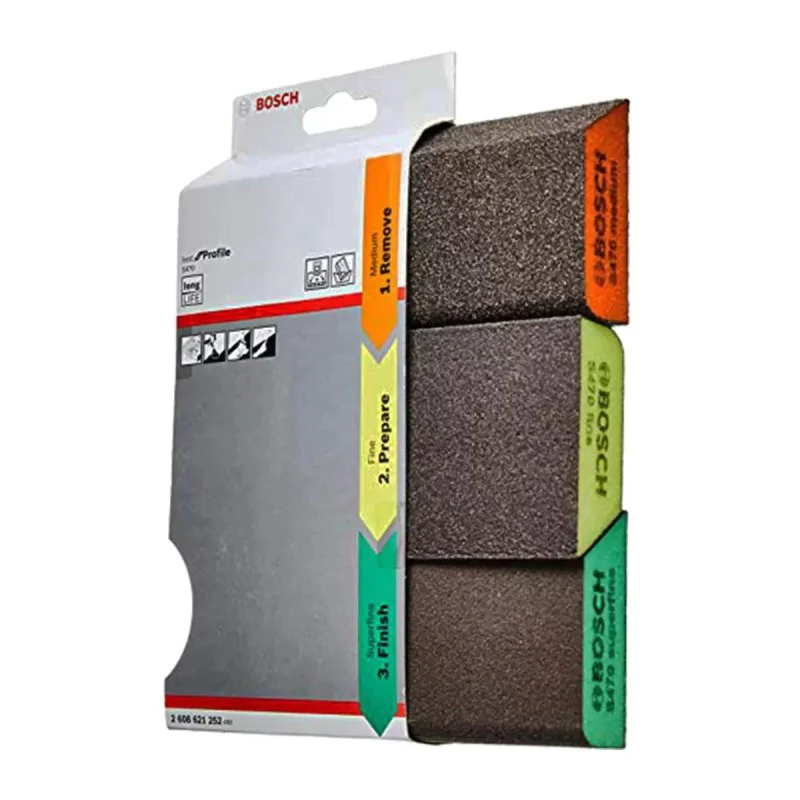 Sandpaper / sponge for manual sanding Bosch - 98x120 mm, 2608621252 - 3 pcs.
