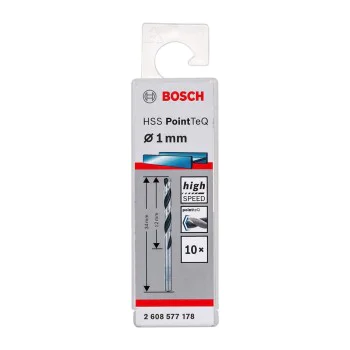 Metal drill bit f1.0mm Bosch 2608577178, HSS, PointTeQ