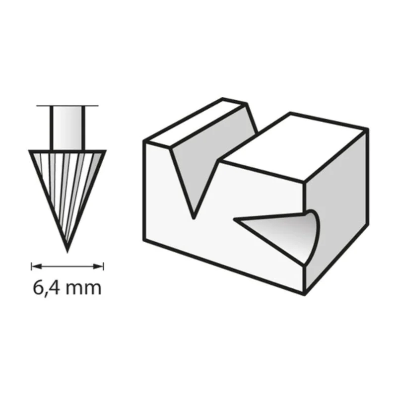 High Speed Router - 6.4 mm - Dremel's largest head with triangular shape, shaping and creating V-shaped grooves e.g. wood