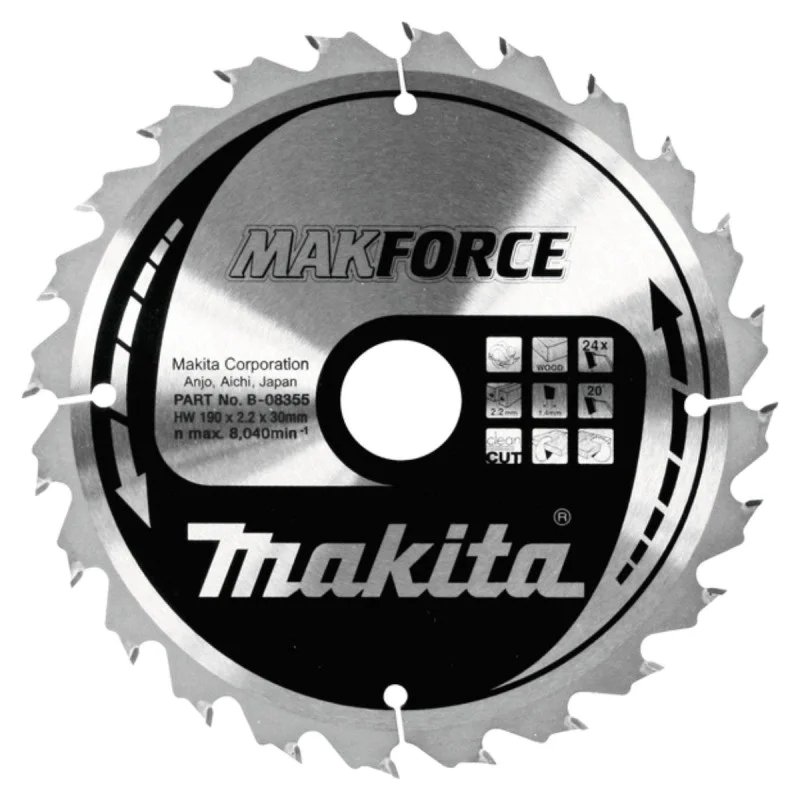 Makita circular saw blade B-08355, ф 190mm x 30mm x 24T