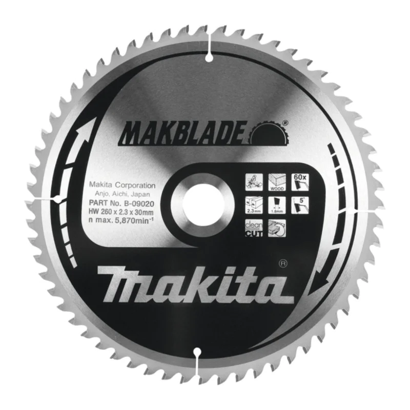 Makita circular saw blade B-09020, 260mm x 30mm x 60T
