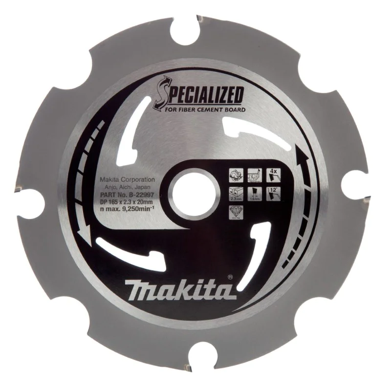 Makita B-22997 Specialized Circular Saw Blade, PD Fiber Cement Board 165mm x 20mm x 4T DISCONNECTED