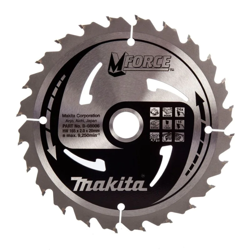 Makita wood saw blade ф 165x2.0x20, 24z