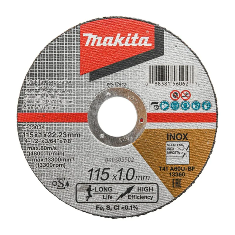 Metal cutting disc ф 115x1,0x22,23 mm Makita E-03034, A60U, INOX