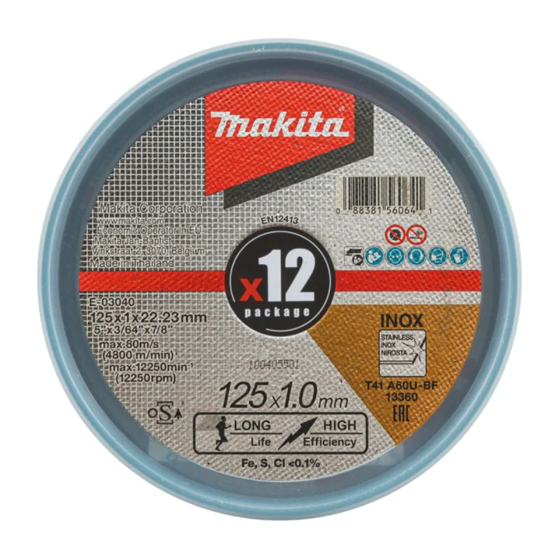 Metal cutting disc ф 125x1,0x22,23 mm Makita E-03040-12, A60U, INOX
