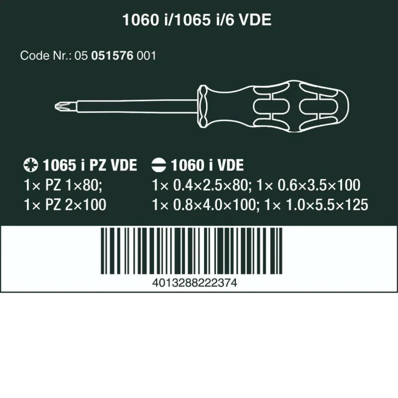 Set of screwdrivers Wera 051576 VDE Kraftform 1000V 116x i/6 - 6 pcs