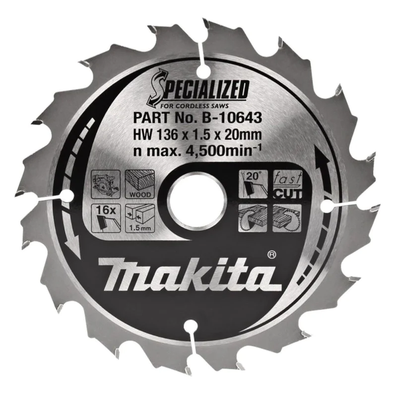 Makita B-10643 Circular saw blade for wood 136x20 mm, 1 mm, 16 teeth