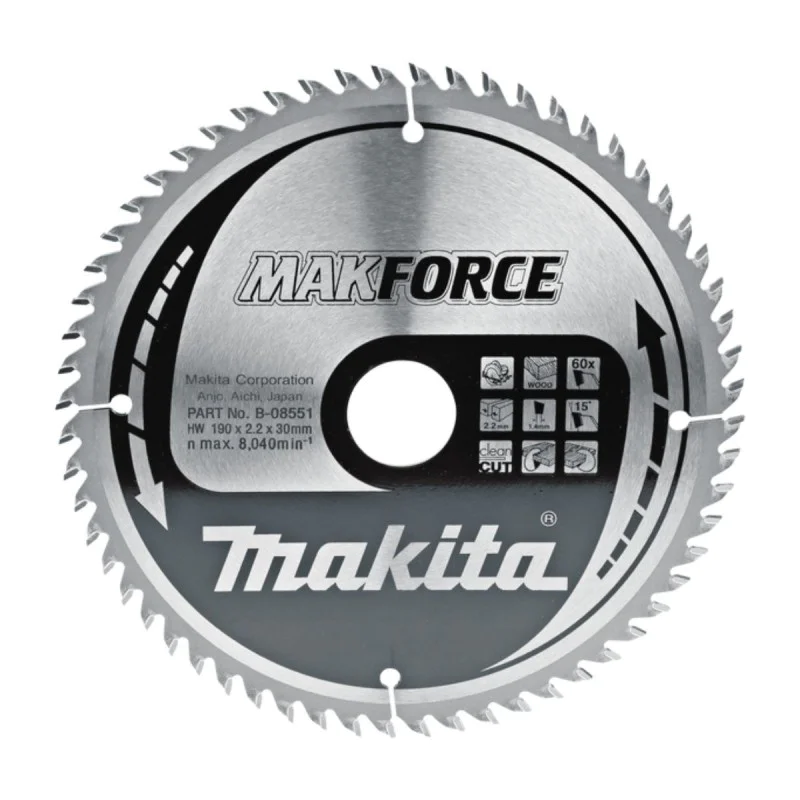 Makita wood saw blade B-08551, TCT, 190mm x 30mm x 60