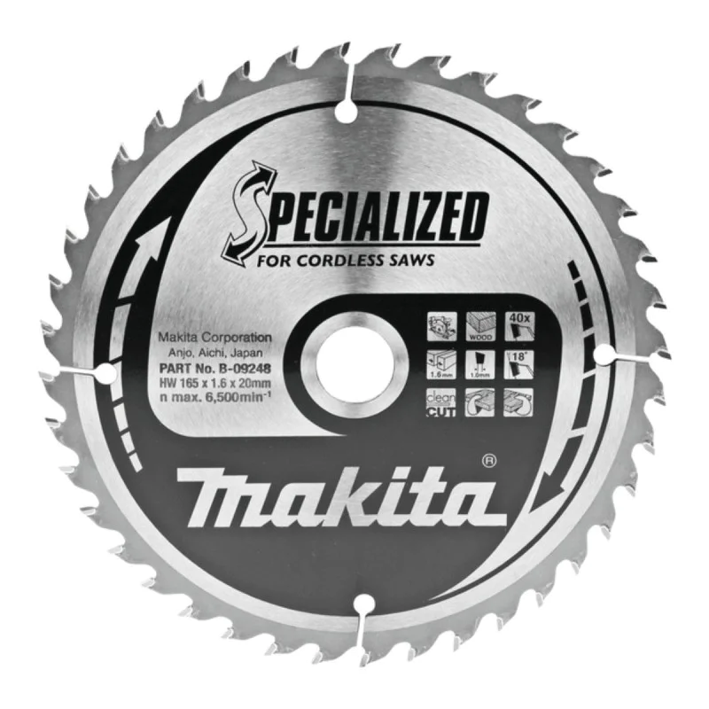 Makita wood saw blade B-09248, TCT, 165mm x 20mm x 40