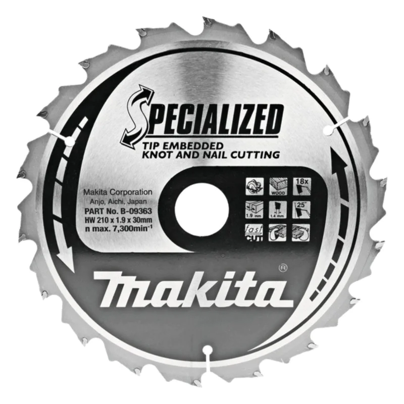 Makita wood saw blade B-09363, TCT, 210mm x 30mm x 18