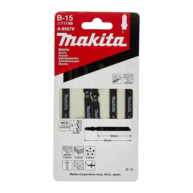 Makita jig saw blade A-85678, B-15, 50mm, 5pcs