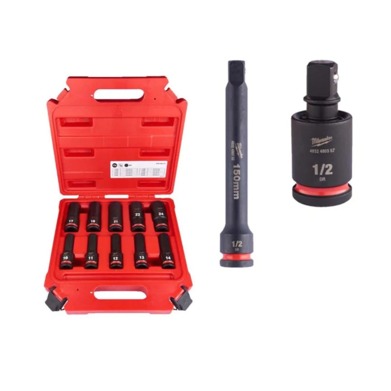 Milwaukee promo set of extended impact sockets 4932492652, 1/2'', 12 pieces
