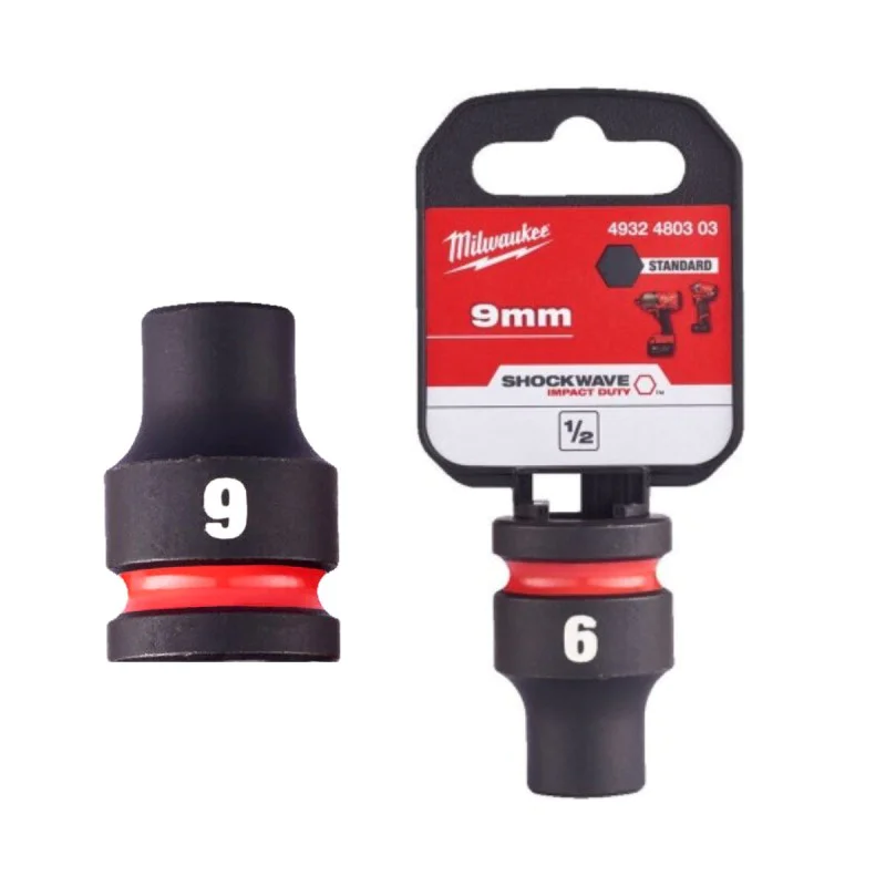 Milwaukee Impact Socket 9 mm 4932480303 - 1/2'', 38 mm, Hex, SHOCKWAVETM