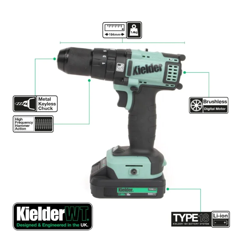 Cordless screwdriver Kielder KWT-014-12 18V - 52 Nm, 2 x 2.0Ah Li-ion Brushless