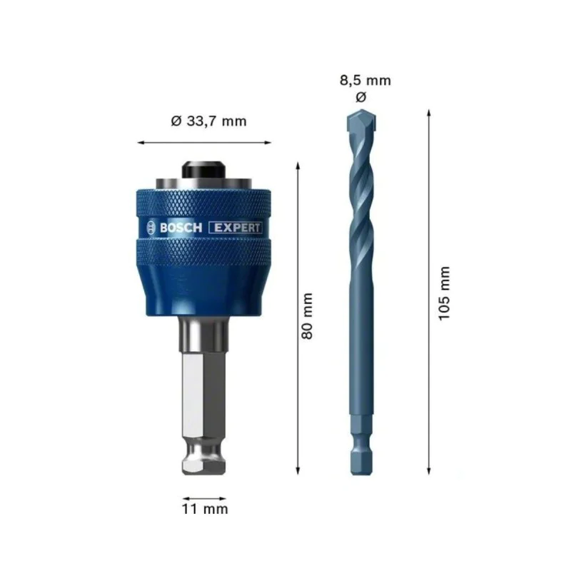 Bosch PowerChangePlus HEX 11 adapter and drill bit, 2608900526, 105 x 8.5 mm