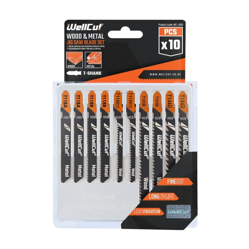 Set of blades for jig saw WellCut WC-JB10, 10 pcs