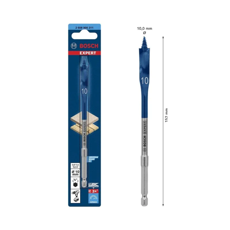 Bosch flat drill bit 2608900311, 152 x 10 mm, 1/4