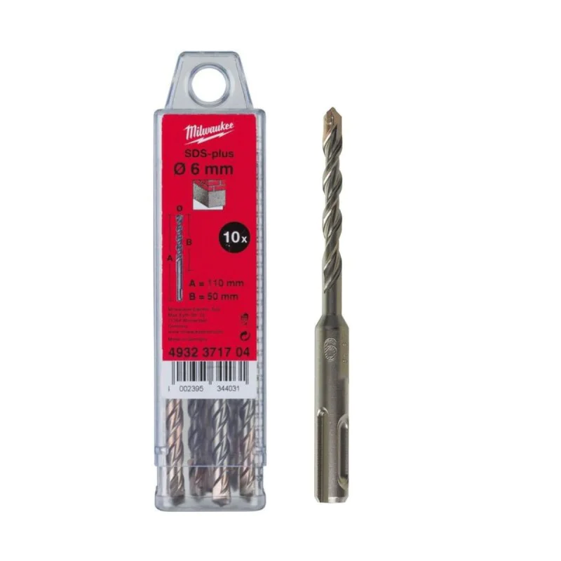 Milwaukee concrete drill set 4932371704, 6 x 110 mm, 10 pcs, SDS Plus
