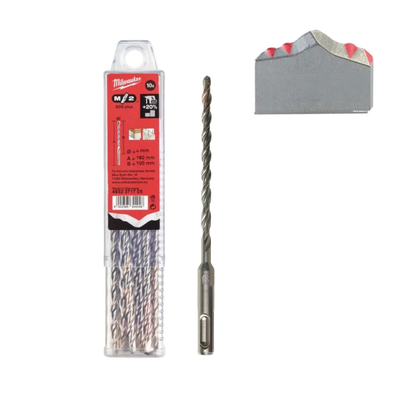Milwaukee concrete drill set 4932371705, 6 x 160 mm, 10 pcs, SDS Plus