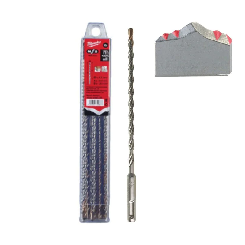 Milwaukee concrete drill bit set 4932399339, 6.5 x 210 mm, 10 pcs, SDS Plus