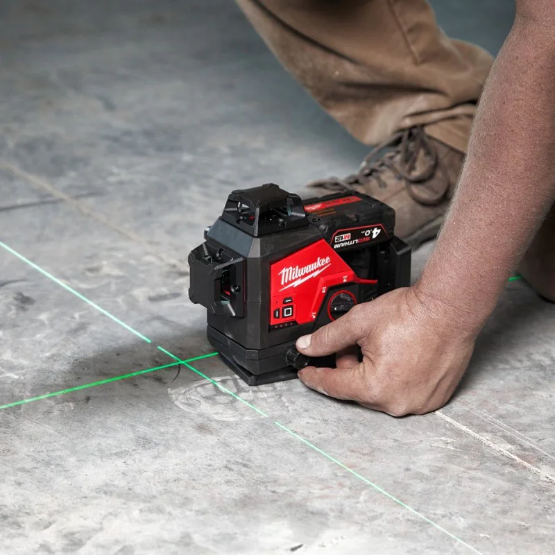 Milwaukee M12 3PLKIT-401P 3-Line Laser Level Set, Green, 360°, 4 Ah