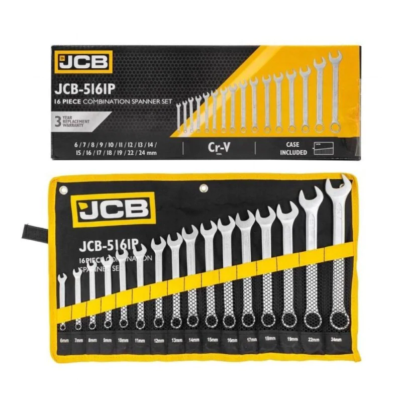 Set of star wrenches JCB-5161P, 16 pcs, 6-24 mm
