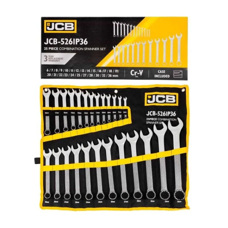 Set of wrenches JCB-5261P36, 25 pcs, 6-36 mm