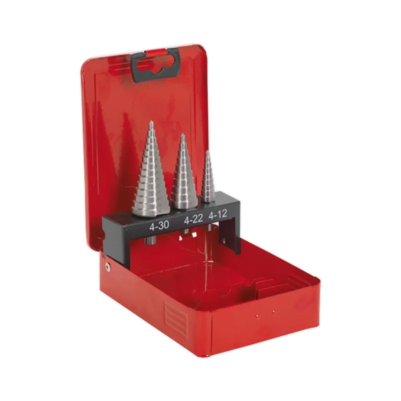 Sealey AK4733 step drill bits set, 3 pcs, HSS