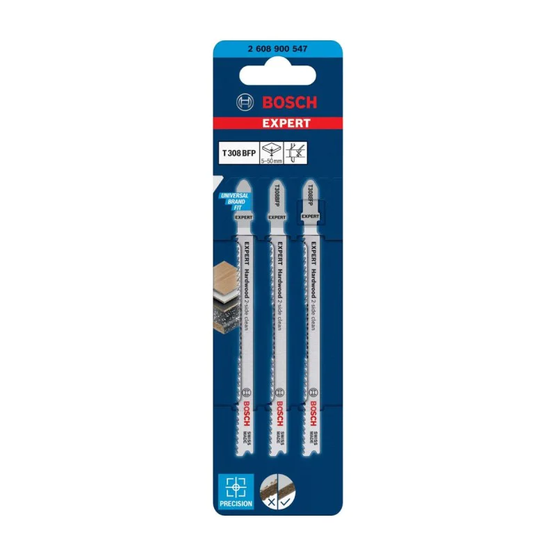 Blade for jig saw Bosch EXPERT T 308 BFP, 2608900547, 117mm, 3 pcs