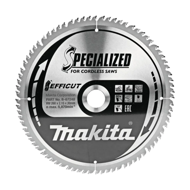 Makita wood saw blade B-67240, 260x2.15 mm, 80T