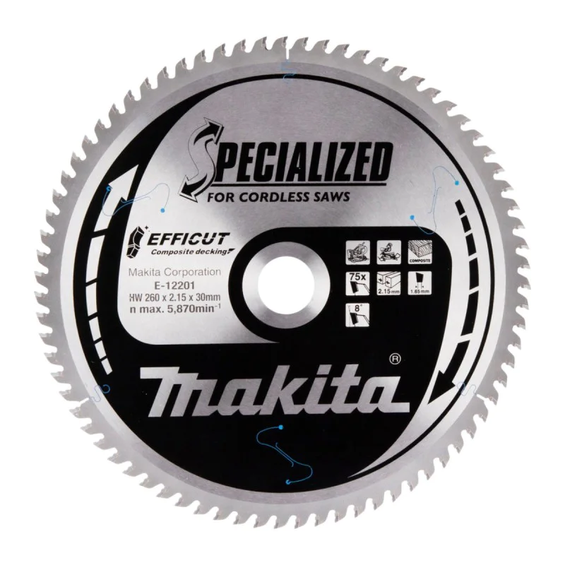 Makita decking saw blade E-12201, 260x2.15 mm, 75T