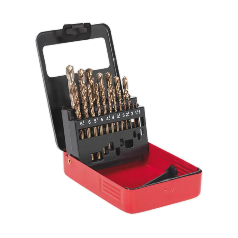 Cobalt drill bits Sealey AK4701, 19 pcs, 1-10 mm