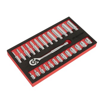 Sealey AK66721 ratchet socket set, 27 pcs, 1/4