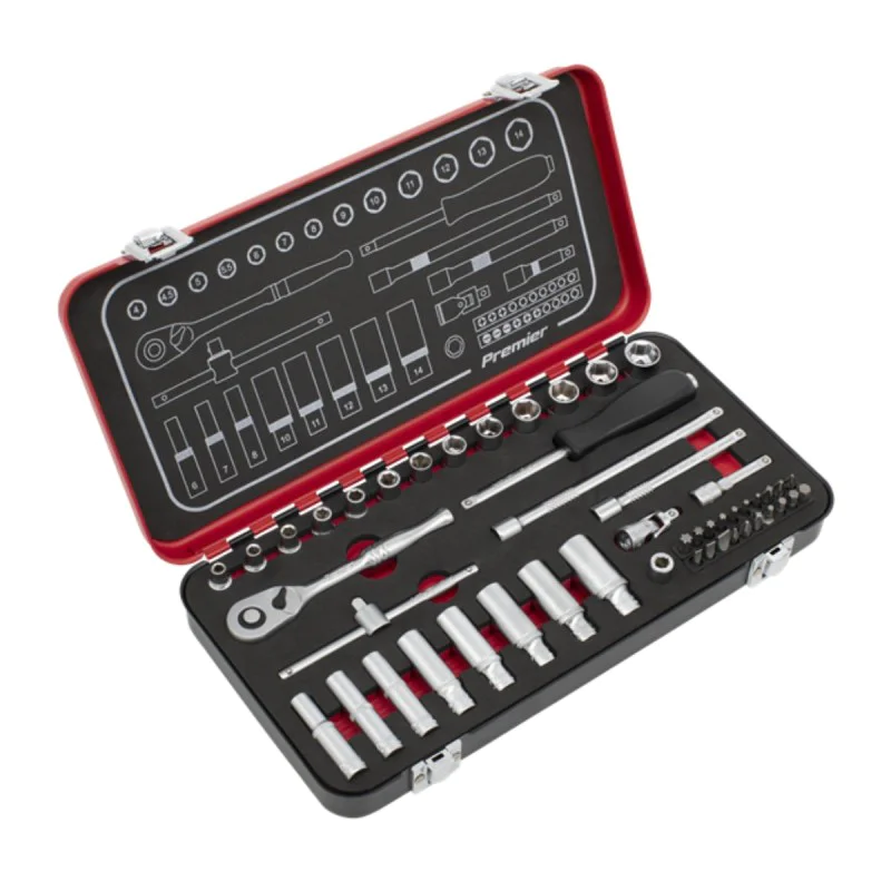 Sealey AK7920 ratchet socket set, 49 pcs, 1/4
