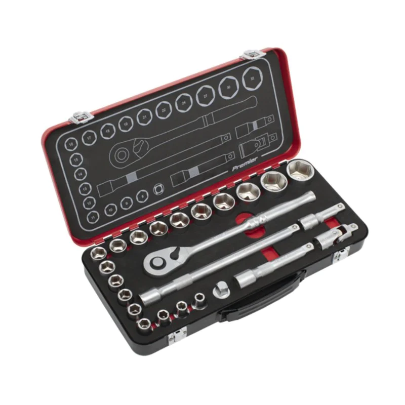 Sealey AK7924 ratchet socket set, 24 pcs, 1/2