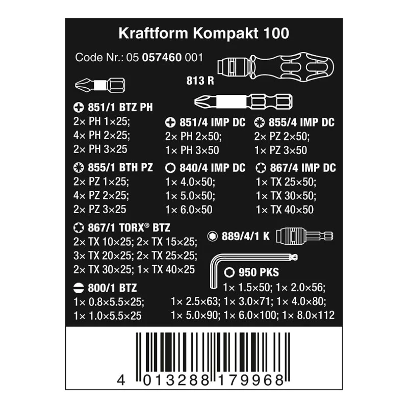 Wera Gedore Set 05057460001, 100 pcs
