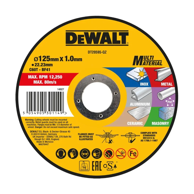 DeWALT DT20595 carbide blade, 125 x 22,23 x 1 mm, Multi-material