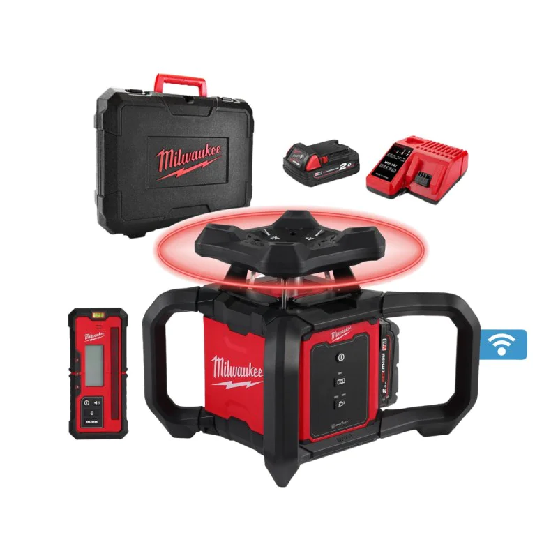 Milwaukee M18RLOH600-201C rotary laser level, 18 V, red, IP66